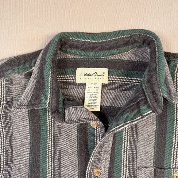 Vintage 90's Eddie Bauer McKinley Flannel Striped Button Up Shirt Men's Size XL - Picture 3 of 5